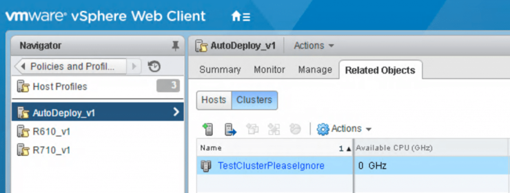 Host Profile attached to Cluster