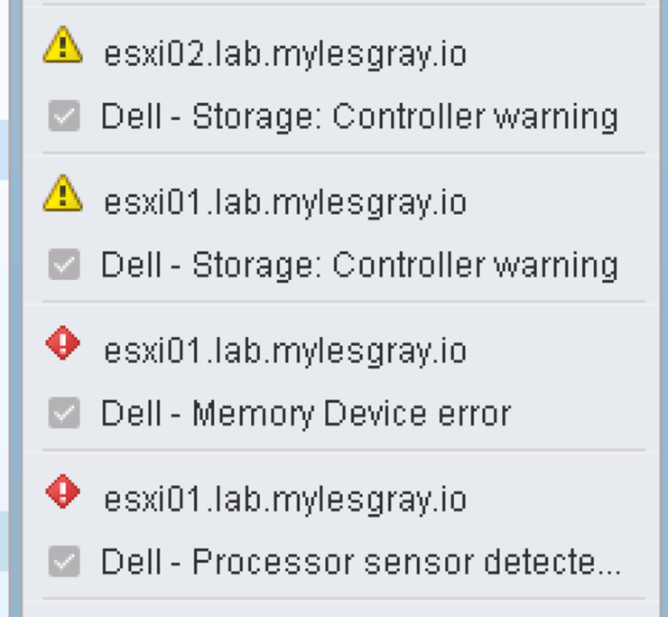 Dell OMIVV vCenter Alarms