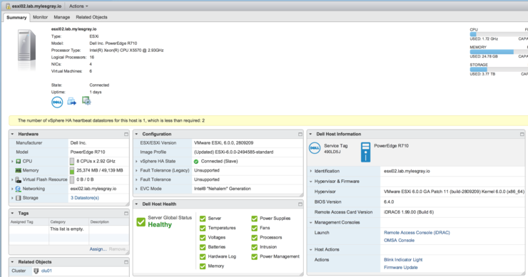 OpenManage Integration vCenter Tab
