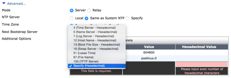 Fortigate DHCP Options