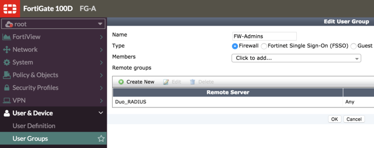 Fortigate RADIUS User Group