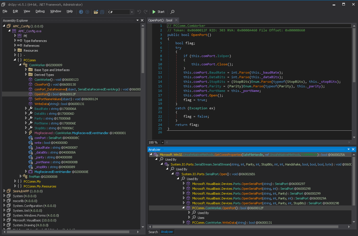 dnspy get comm properties