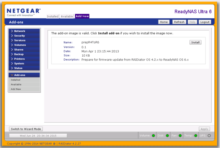 ReadyNAS RAIDiator 4.2.x to 6.2.x upgrade