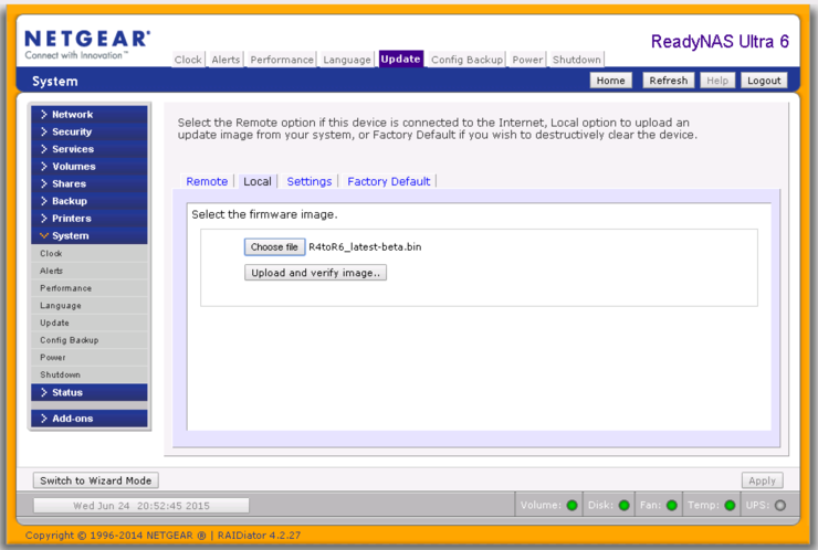 ReadyNAS Firmware Upgrade to 6.2.x
