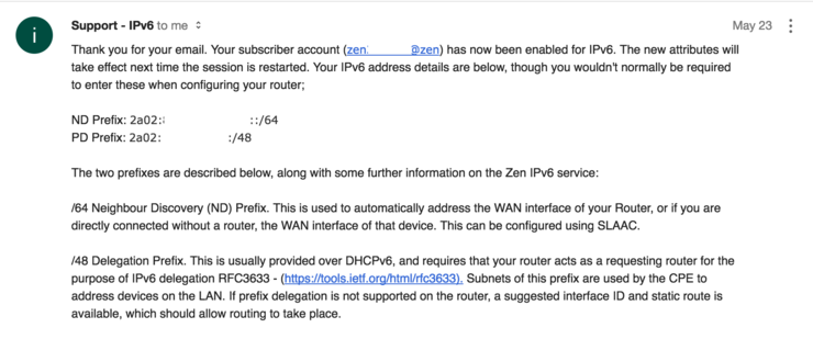 Zen IPv6 email